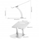 Desire2 Laptop Stander Dual Pivot Riser Justerbar Aluminiun Sølv