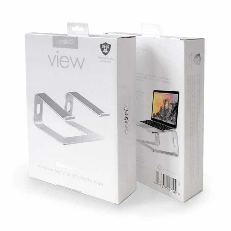 Desire2 Laptop Stander Supreme Pro Aluminiun Sølv Desire2 Laptop Stander Supreme Pro Aluminiun Sølv
