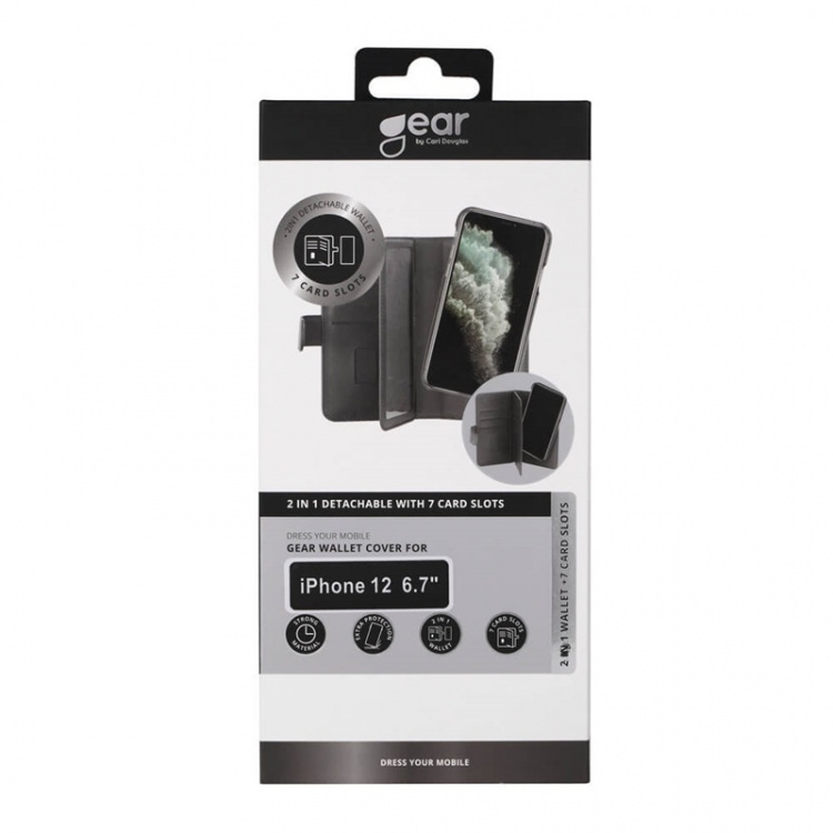 Gear Wallet 2-i-1 7 Kortrum Sort - iPhone 12 Pro Max