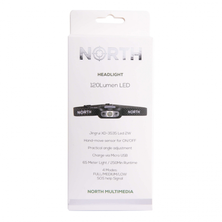 North Pandelampe 120 Lumen Sort ca 65m Sensorkontrol