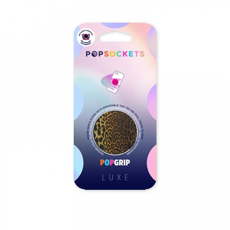 PopSockets PopGrip LUXE Embossed Metal Leopard