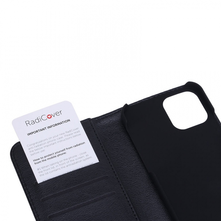 Radicover Strålingsbeskyttende Wallet PU iPhone 12/12 Pro Flipcover RFID Sort Radicover Strålingsbeskyttende Wallet PU iPhone 12/12 Pro Flipcover RFID Sort