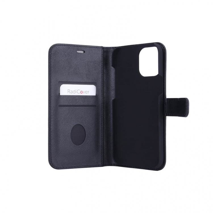 Radicover Strålingsbeskyttende Wallet PU iPhone 12 Pro Max Flipcover RFID Sort