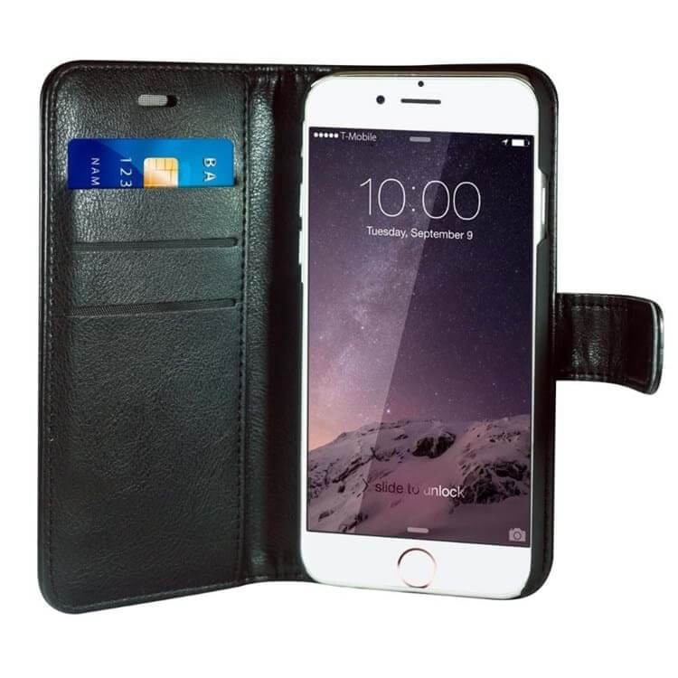 Radicover Strålingsbeskyttende Wallet PU iPhone 6/7/8/SE2020/22 Flipcover RFID Sort