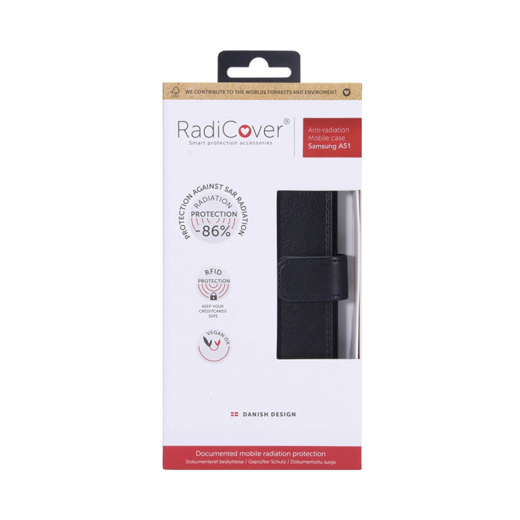 Radicover Strålingsbeskyttende Wallet PU Samsung Galaxy A51 Flipcover RFID Sort