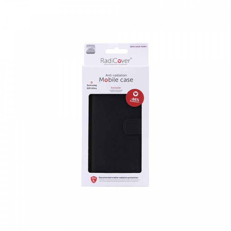 Radicover Strålingsbeskyttende Wallet PU Samsung Galaxy S20 Ultra Flipcover Sort