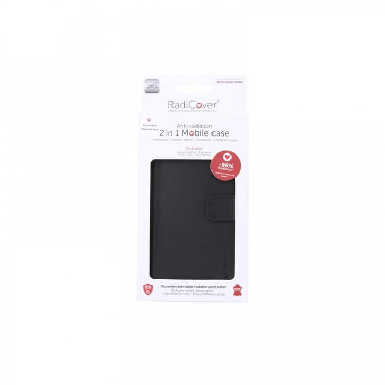 Radicover Strålingsbeskyttende Wallet Læder iPhone XS MAX Exclusive 2in1 Sort Radicover Strålingsbeskyttende Wallet Læder iPhone XS MAX Exclusive 2in1 Sort