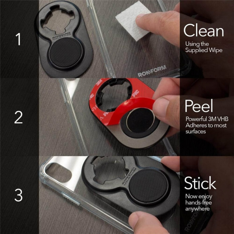 Rokform Universal Adapter 3M Tapemontering til Mobil og Tablet Rokform Universal Adapter 3M Tapemontering til Mobil og Tablet