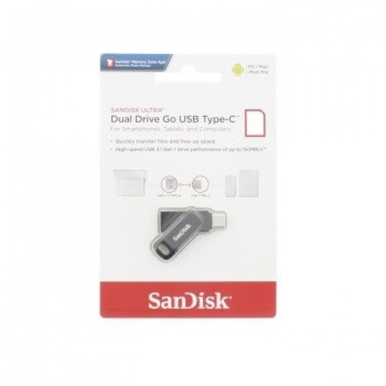 SanDisk USB Dual Drive Go Ultra 64GB, USB-C & USB 3.1 SanDisk USB Dual Drive Go Ultra 64GB, USB-C & USB 3.1