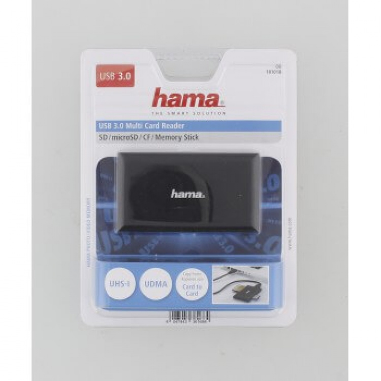 Hama Kortæser USB 3.0 Multi SD/Micro/CF/MS Sort