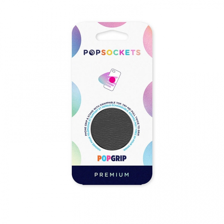 PopSockets PopGrip PREMIUM Pebbled Vegan Leather Black