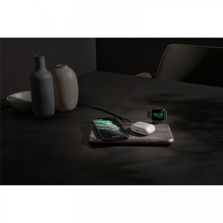 Zens Dual Bordlader Qi Liberty 16 spoler 2x15W Stofoverflade (Apple & Samsung QC) Zens Dual Bordlader Qi Liberty 16 spoler 2x15W Stofoverflade (Apple & Samsung QC)