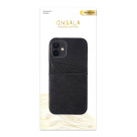 Onsala COLLECTION Mobil Cover Læder Sort iPhone 12 Mini med Kortrum