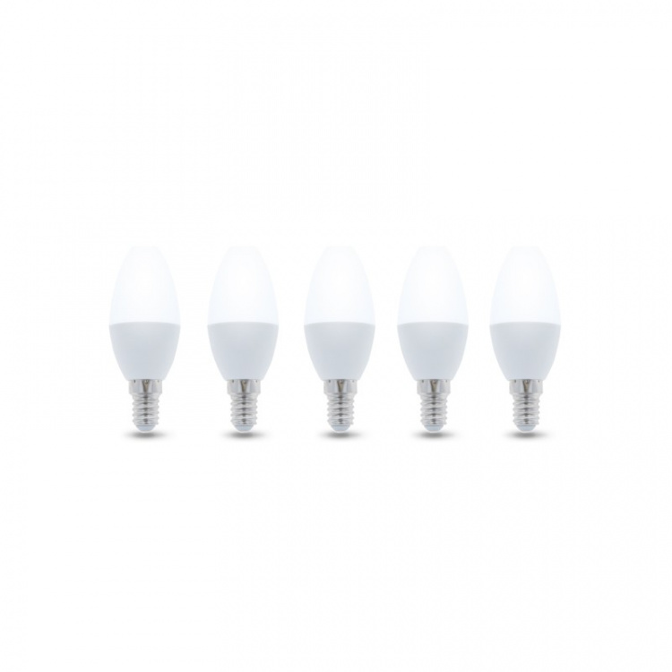 LED-lampe E14, C37, 6W, 230V, 4500K 5-pak, hvid neutral