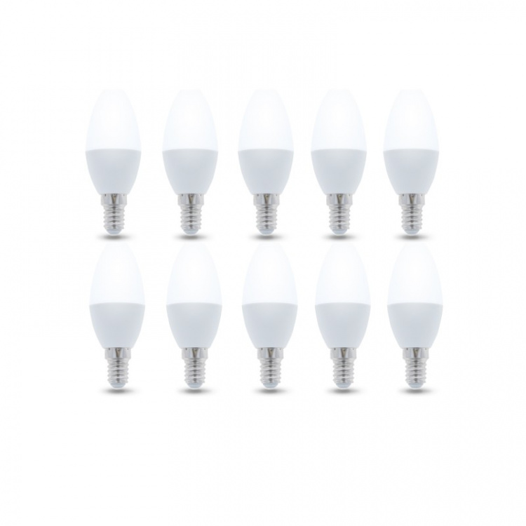 LED-lampe E14, C37, 6W, 230V, 4500K 10-pak, hvid neutral