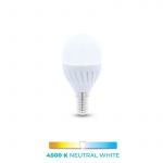 LED-pære E14, G45, 10W, 230V, 4500K, Keramisk, Neutral Hvid