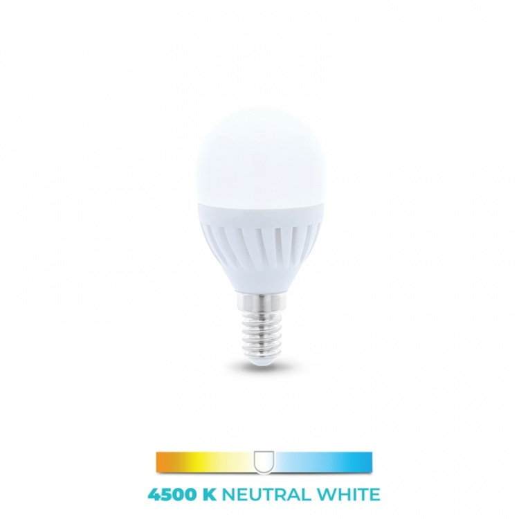 LED-pære E14, G45, 10W, 230V, 4500K, Keramisk, Neutral Hvid