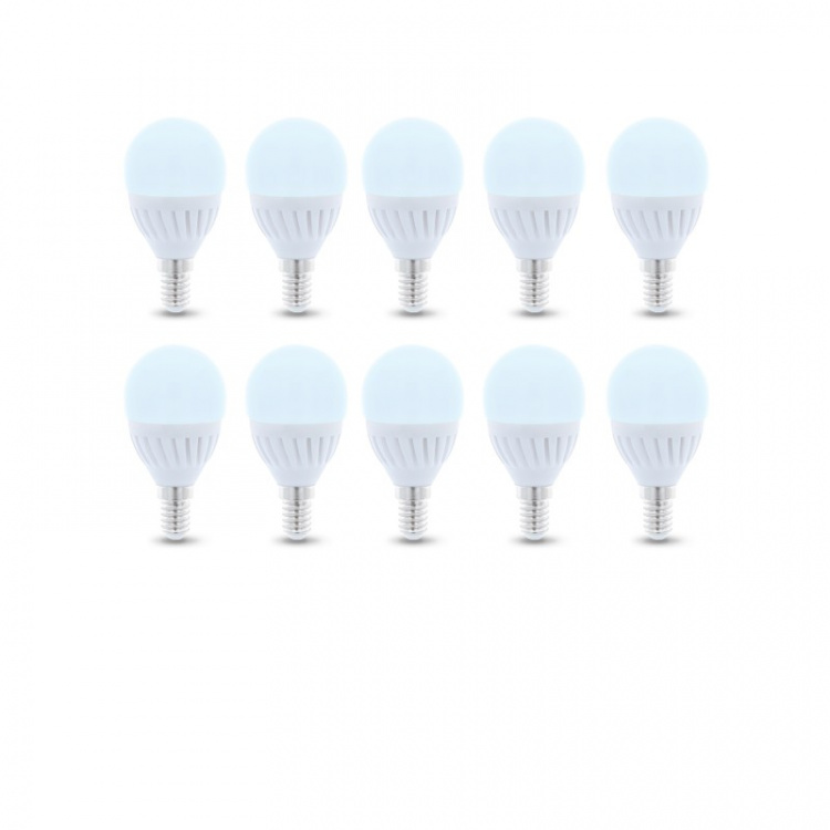 LED-Lampa E14, G45, 10W, 230V, 6000K, Keramisk 10-pack, Kallvitt