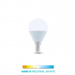 LED-lampe E14, G45, 6W, 4500K, hvid neutral