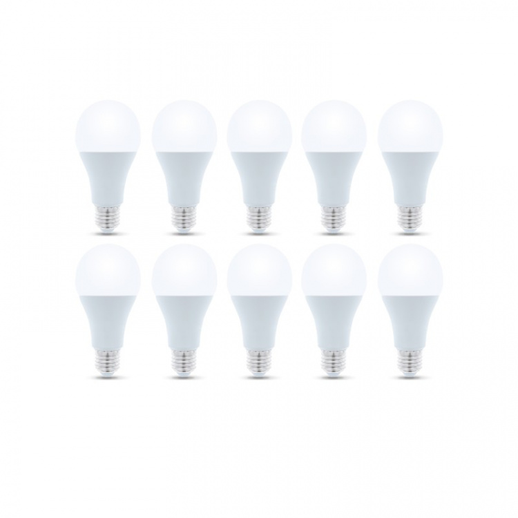 LED-lampe E27, A65, 15W, 230V, 4500K 10-pak, hvid neutral