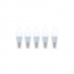 LED-lampe E27, C37, 6W, 4500K 5-pak, hvid neutral