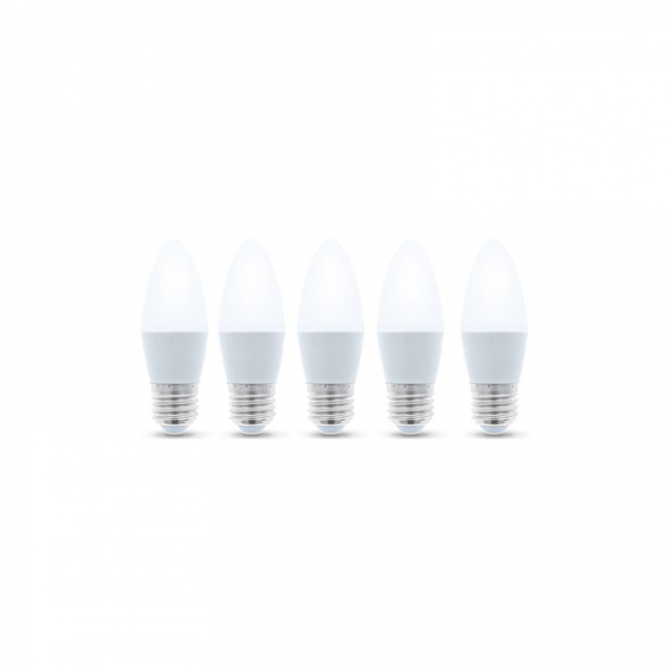 LED-lampe E27, C37, 6W, 4500K 5-pak, hvid neutral