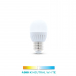 LED-lampe E27, G45, 10W, 230V, 4500K, keramik, hvid neutral