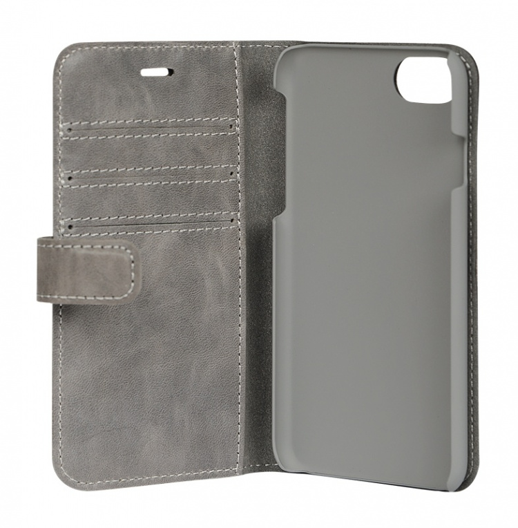 Essentials iPhone 6/7/8/SE (2020), Läder wallet 3 kort, grå