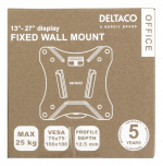 DELTACO OFFICE Compact Slim fast vægbeslag, 13-27 tommer, 25 kg, sort