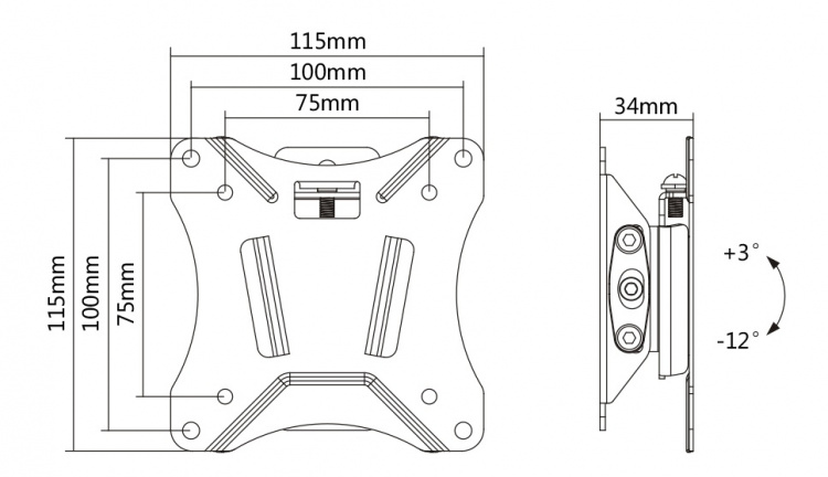 DELTACO OFFICE Compact Slim vægbeslag med tilt, 13-27 tommer, 25 kg, s DELTACO OFFICE Compact Slim vægbeslag med tilt, 13-27 tommer, 25 kg, s