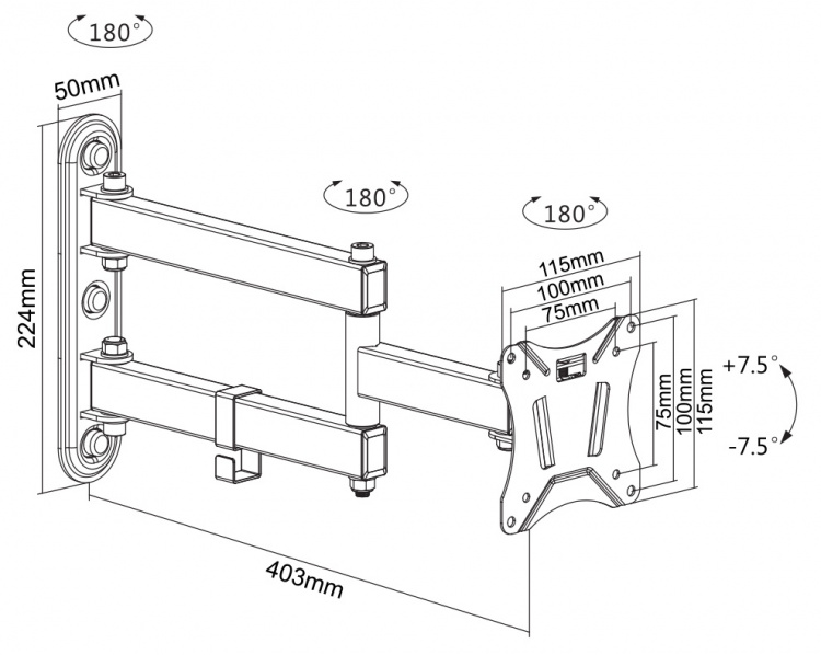 DELTACO Office, full-motion 3-way wall, 13 DELTACO Office, full-motion 3-way wall, 13