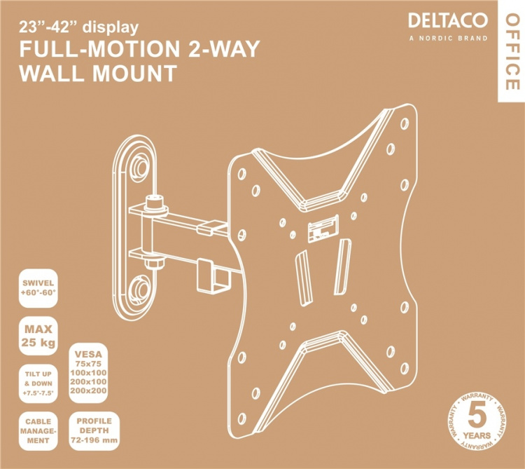 DELTACO Office, full-motion 2-way wall, 23