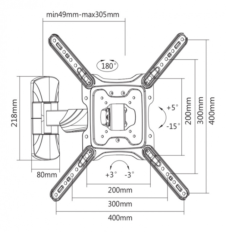 DELTACO Office, full-motion 2-way wall, 23