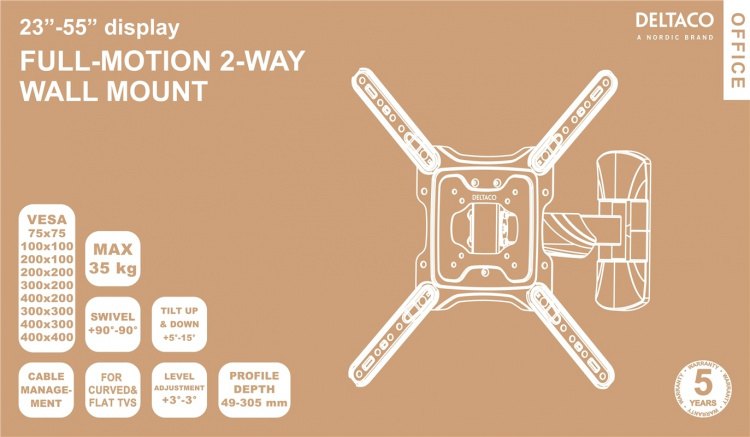 DELTACO Office, full-motion 2-way wall, 23