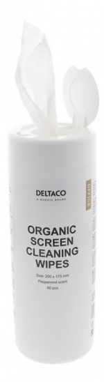 DELTACO Office Organiske skærmservietter, 60stk., pebermynteduft, hvid DELTACO Office Organiske skærmservietter, 60stk., pebermynteduft, hvid