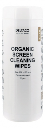 DELTACO Office Organiske skærmservietter, 60stk., pebermynteduft, hvid DELTACO Office Organiske skærmservietter, 60stk., pebermynteduft, hvid