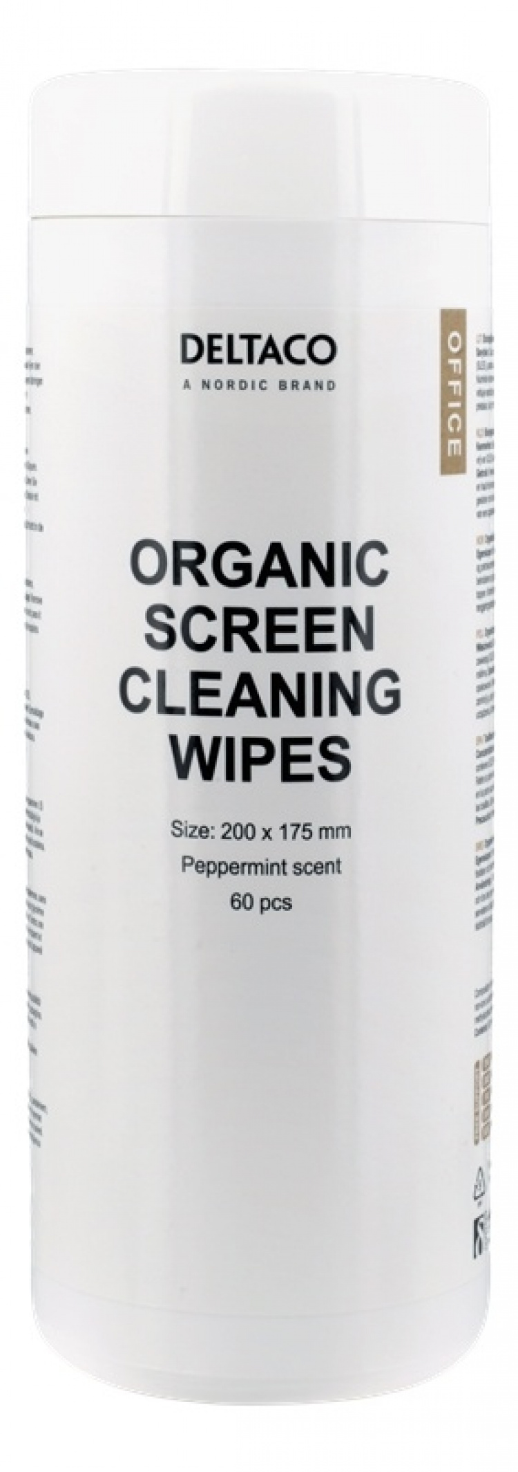 DELTACO Office Organiske skærmservietter, 60stk., pebermynteduft, hvid DELTACO Office Organiske skærmservietter, 60stk., pebermynteduft, hvid