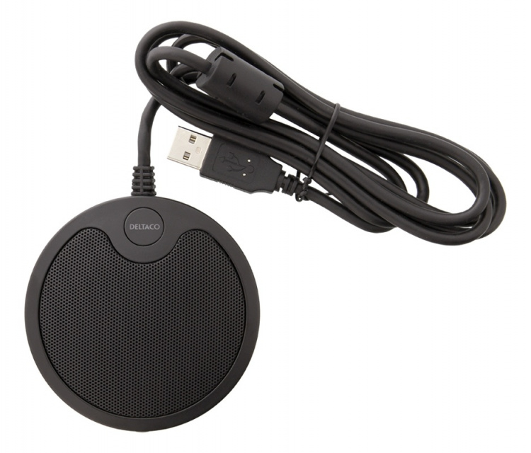 DELTACO Office konferencemikrofon med USB & 3,5mm lydport, VoIP, sort