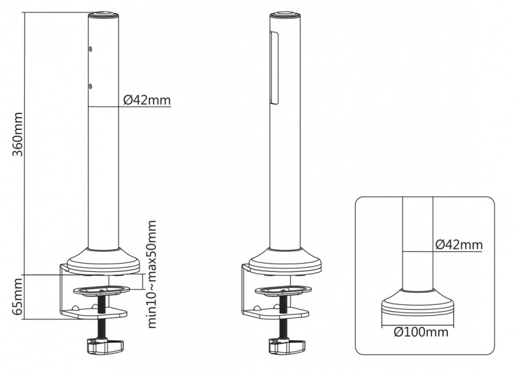 DELTACO OFFICE monteringsstænger til rillepanel (DELO-0151), hvid