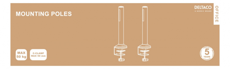 DELTACO OFFICE monteringsstænger til rillepanel (DELO-0151), hvid