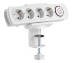 DELTACO OFFICE Holder til stikdåse med klemmer, til skriveborde, hvid