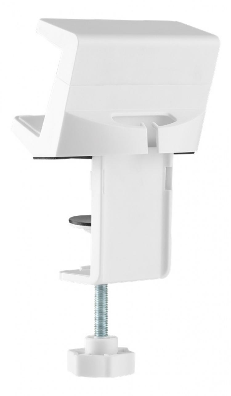 DELTACO OFFICE Holder til stikdåse med klemmer, til skriveborde, hvid