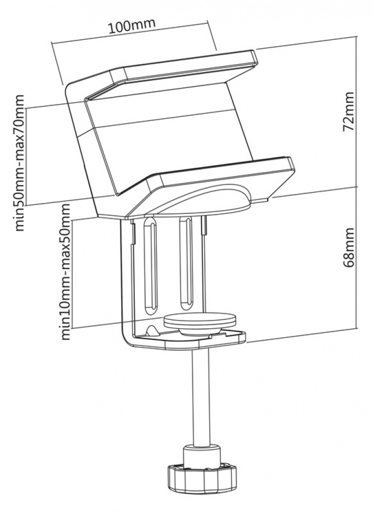DELTACO OFFICE Holder til stikdåse med klemmer, til skriveborde, hvid