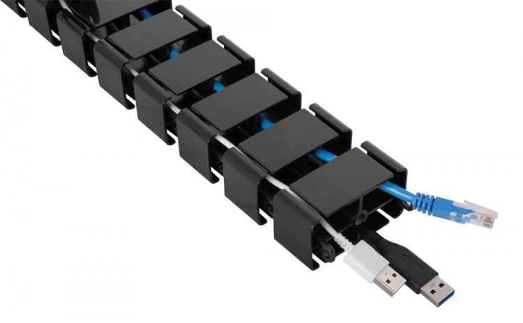 DELTACO OFFICE kabelhåndteringssæt i form af rygrad, sort DELTACO OFFICE kabelhåndteringssæt i form af rygrad, sort