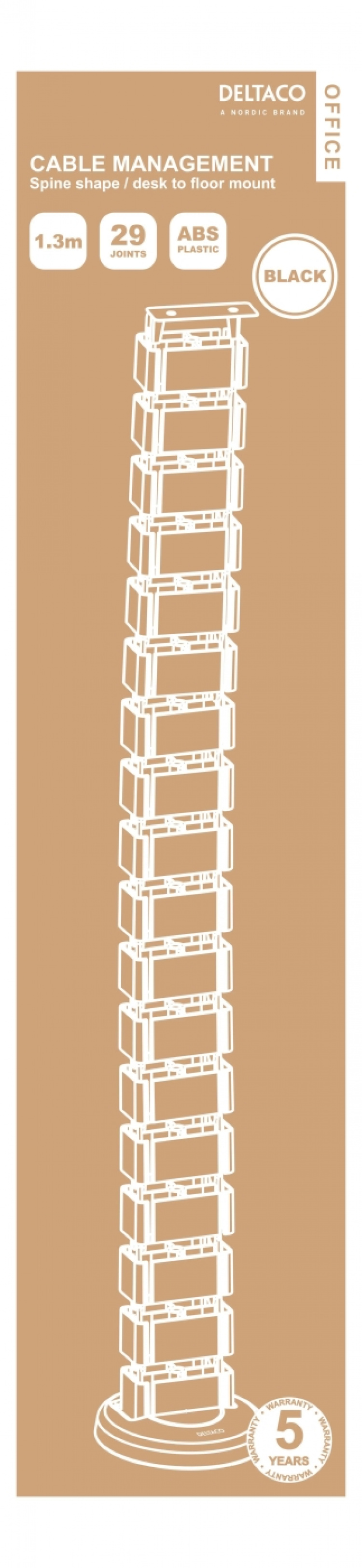 DELTACO OFFICE kabelhåndteringssæt i form af rygrad, sort DELTACO OFFICE kabelhåndteringssæt i form af rygrad, sort