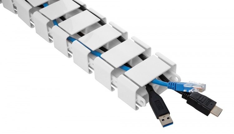 DELTACO OFFICE kabelhåndteringssæt i form af rygrad, hvid