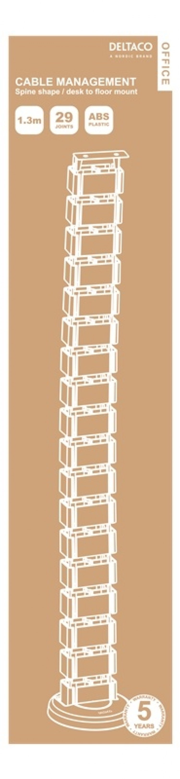 DELTACO OFFICE kabelhåndteringssæt i form af rygrad, hvid