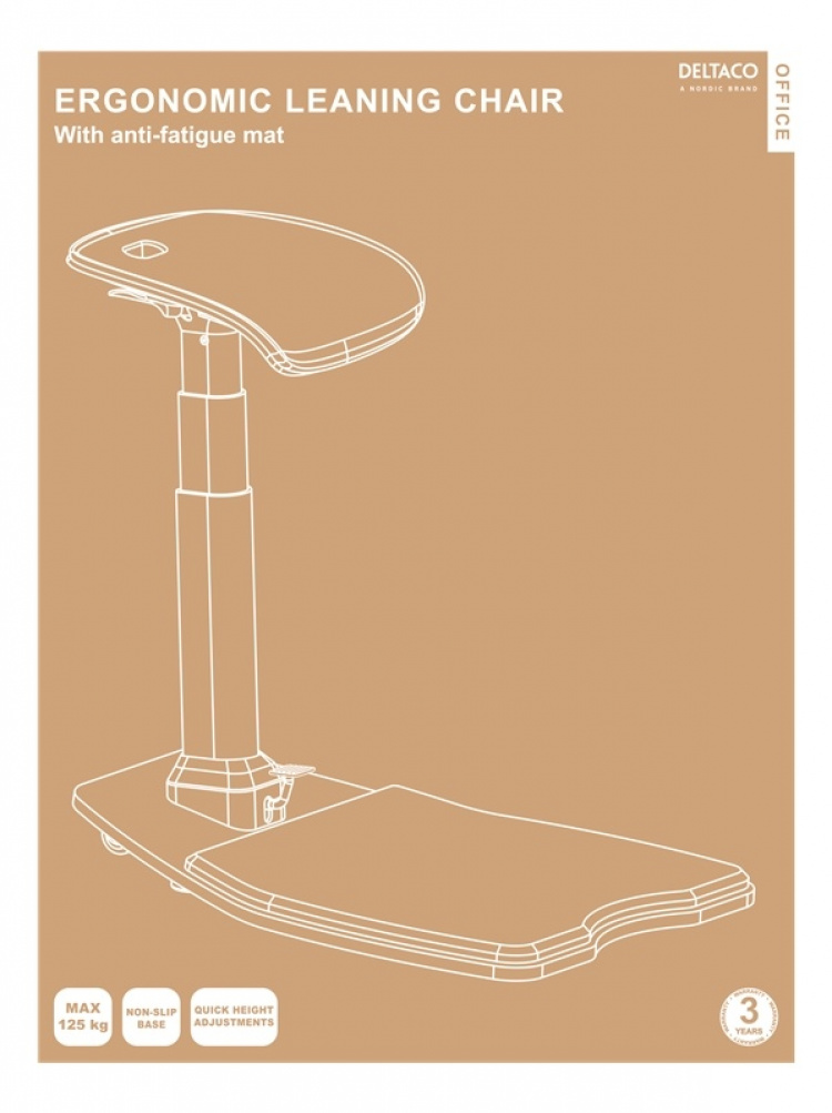 DELTACO OFFICE Ergonomisk ståstol med integreret måtte, sort DELTACO OFFICE Ergonomisk ståstol med integreret måtte, sort