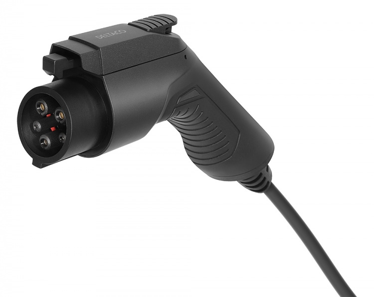 DELTACO EV-kabel type 2 - type 1, 1 fase, 16A, 3,6kW, 7m, sort