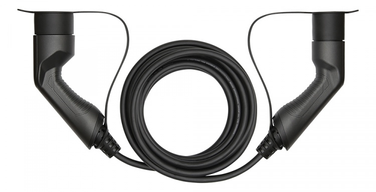 DELTACO EV-kabel type 2 - type 2, 1 fase, 32 A, 7,6 kW, 5m, sort